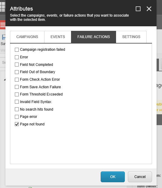 Select Failure Action For A Sitecore Content Item